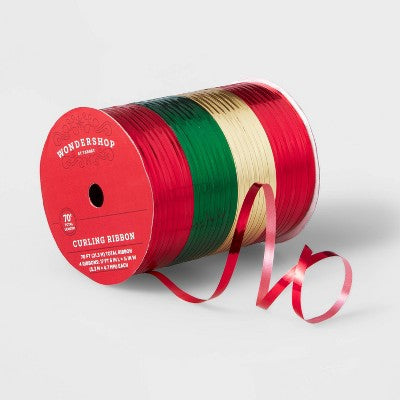 4 End Curl Christmas Ribbon 70' - Wondershop™