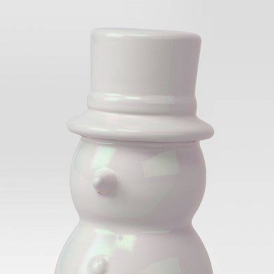 7" Christmas Ceramic Iridescent Snowman Figurine - Wondershop™