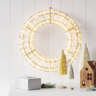 LED High Density Champagne Metal Wreath Christmas Novelty Silhouette Lights With White Color Light Bulb - Wondershop™