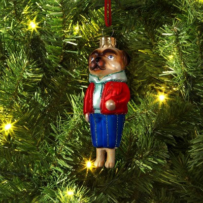 Christmas Glass Pug Dog Ornament - Wondershop™