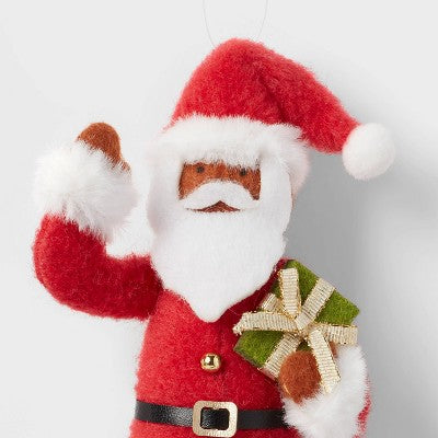 Fabric Santa Holding Gift Christmas Tree Ornament - Wondershop™: Indoor Decoration, 5.75" Holiday Theme