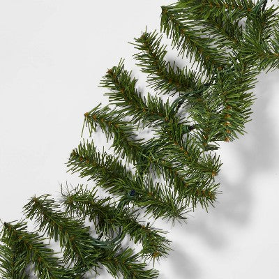 18' Pre-Lit Artificial Pine Bough Christmas Garland Green With Multicolor Lights - Wondershop™