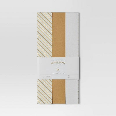 8ct Christmas Tissue Paper Gold/White - Wondershop™