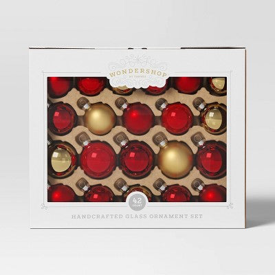 42ct Round Glass Christmas Tree Ornament Set - Wondershop™