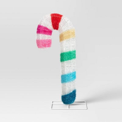 34" Incandescent Tinsel Candy Cane Christmas Novelty Sculpture Light Warm White - Wondershop™