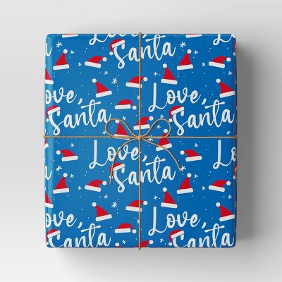 40” 125 Sq Ft Christmas Roll Wrap Love Santa On Blue - Wondershop™