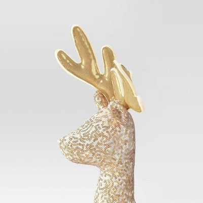 18" Sequined Fabric Deer Animal Sculpture - Wondershop™ Gold