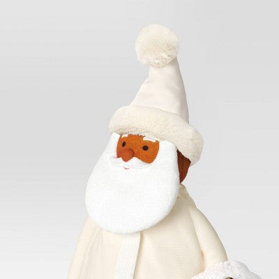 22.5" Fabric Santa Sculpture With Bell Wreath - Wondershop™ White