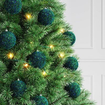 9ct Christmas Tinsel Ball Ornament Set Blue Green - Wondershop™