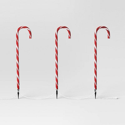 3pc LED Candy Cane Christmas Novelty Path Lights - Wondershop™