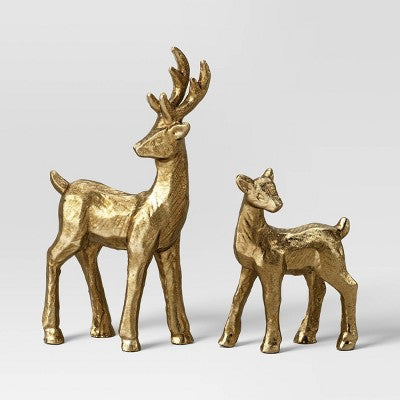8pk Christmas Poly Animals/Trees/People Decor Set Gold - Wondershop™