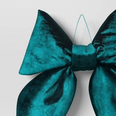 12" Christmas Velvet Bow Decor Teal - Wondershop™