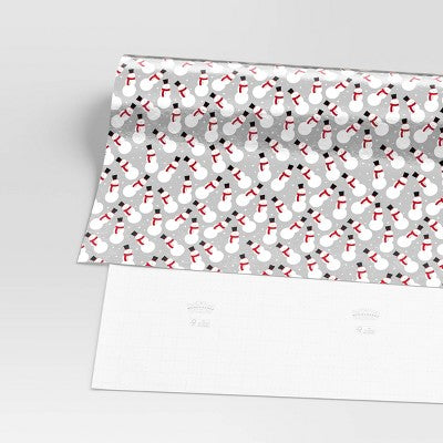 30” 25 Sq Ft Christmas Roll Wrap Snowman On Silver - Wondershop™