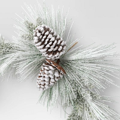 22" Pre-lit Flocked Mixed Pine With Glittered Pinecones Gold Hoop Artificial Christmas Wreath Warm White Lights - Wondershop™