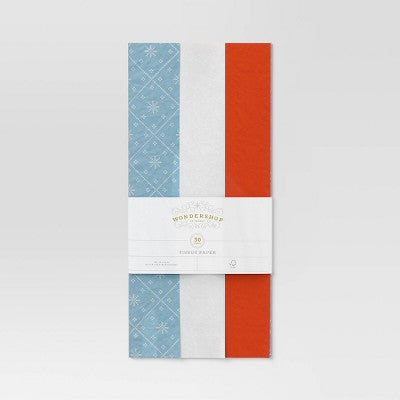 30ct Christmas Tissue Paper Blue/Red/White - Wondershop™