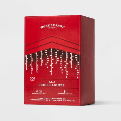 300ct High Density Christmas Icicle Lights Clear With White Wire - Wondershop™: Indoor/Outdoor, Incandescent