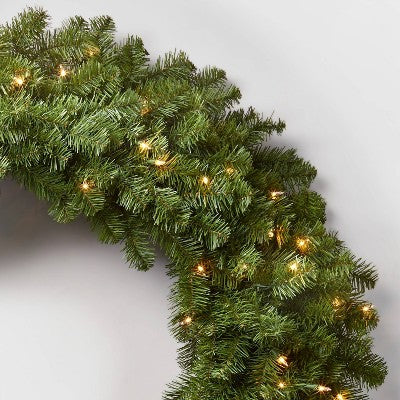 48in Pre-lit Artificial Christmas Wreath Clear Lights - Wondershop™