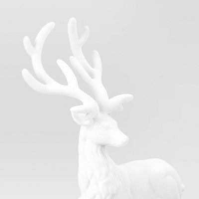 10.25" Christmas Flocked Sitting Deer White - Wondershop™