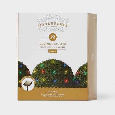 3'x4' 50ct Solar LED Christmas Net Lights With Green Wire - Wondershop™