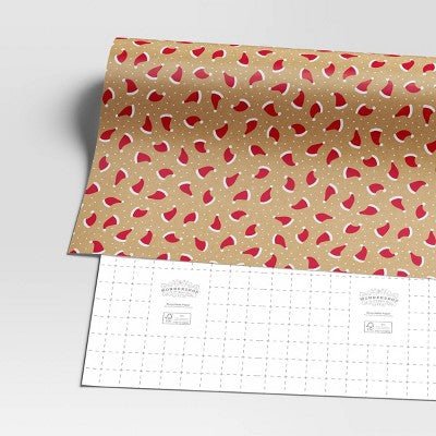 40" 220 Sq Ft Christmas Roll Wrap Santa Hats On Kraft - Wondershop™