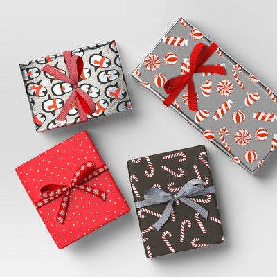 7ct 70' Christmas Fabric Ribbon Red/Black/Silver/White - Wondershop™