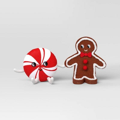 Christmas Felt Duo Figural Peppermint And Gingerbread Man - Wondershop™