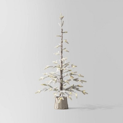 Pre-lit Flocked Balsam Fir Artificial Christmas Tree With Basket Base Warm White LED Lights - Wondershop™