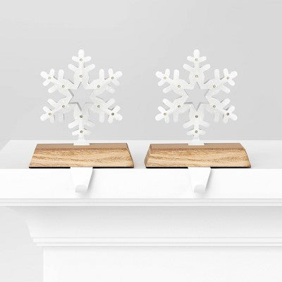 2pk Christmas Lit Snowflake Stocking Holder - Wondershop™