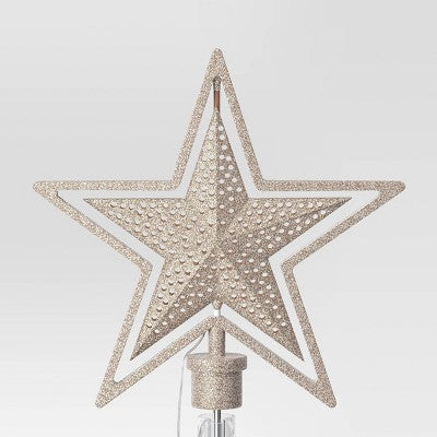 Christmas Lit Auto Rotating Star Tree Topper 5 Point Gold - Wondershop™