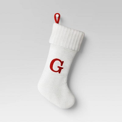 Knit Monogram Christmas Stocking White - Wondershop™