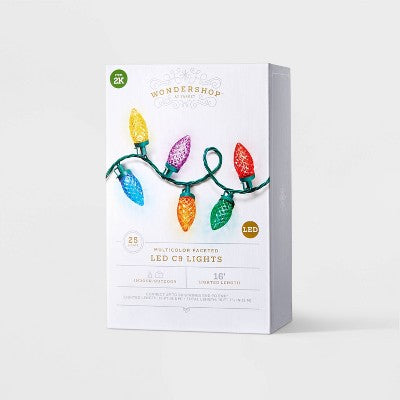 25ct LED C9 Faceted Christmas String Lights With Green Wire - Wondershop™