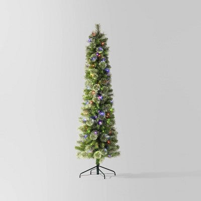 Pre-lit Slim Virginia Pine Artificial Christmas Tree Dual Color LED Lights - Wondershop™