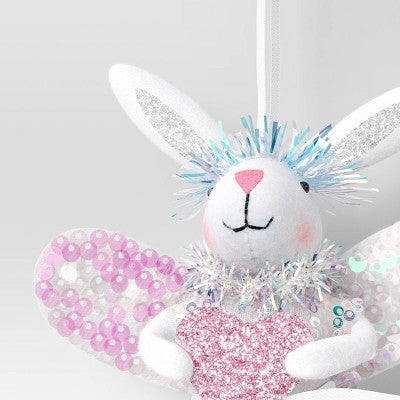 4.5" Christmas Pink Bunny With Wings Ornament - Wondershop™