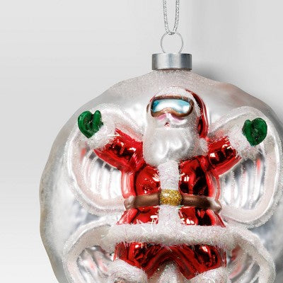 Christmas Glass Santa In Snow Ornament - Wondershop™
