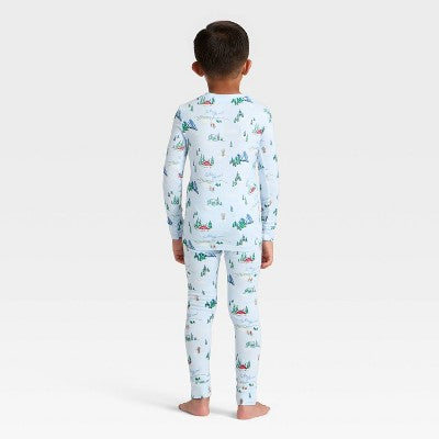 Toddler "Tis The Ski-son!" Cozy Knit Long Sleeve Shirt And Pants Holiday Matching Family Pajama Set - Wondershop™ Blue