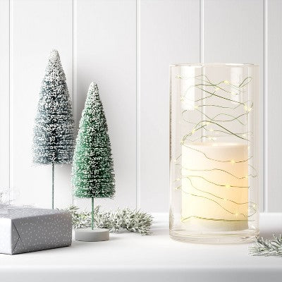 30ct LED Battery Operated Christmas Dewdrop Fairy String Lights Warm White With Green Wire - Steady/Twinkle - Wondershop™