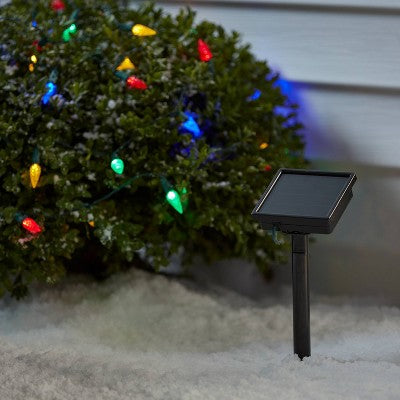  50ct Solar LED Faceted Christmas Indoor Outdoor String Lights With Green Wire - Wondershop™