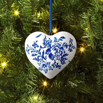  Christmas Delft Blue Heart Ornament - Wondershop™