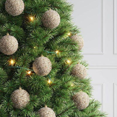  9ct Christmas Tinsel Ball Champagne - Wondershop™