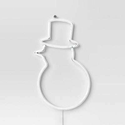  LED Battery Operated Christmas Neon Snowman Hangable Sign White/Blue/Orange - Wondershop™