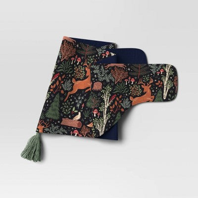  60" Woodland Animals Fabric Mantle Scarf Green - Wondershop™