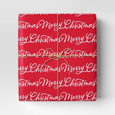  40" 220 Sq Ft Christmas Roll Wrap Merry Christmas On Red - Wondershop™