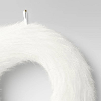  22" Faux Fur Christmas Decorative Wreath White - Wondershop™