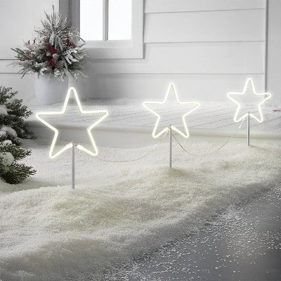  3pc Christmas LED Neon Star Novelty Pathway Marker - Wondershop™