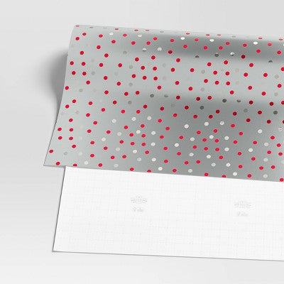  30” 25 Sq Ft Christmas Roll Wrap Red Gray Silver Dot - Wondershop™