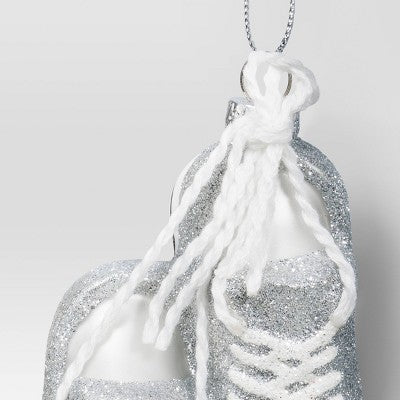  5.31" Christmas Glass Silver Shoes Ornament - Wondershop™