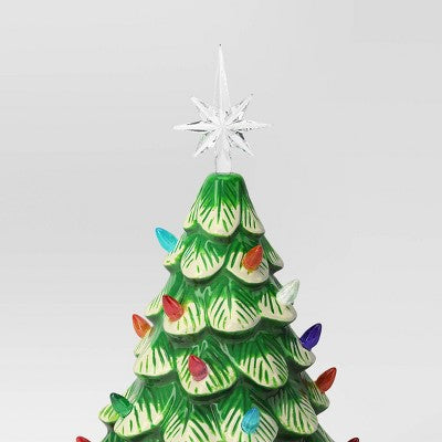  14.5" Battery Operated Lit Ceramic Christmas Tree - Wondershop™