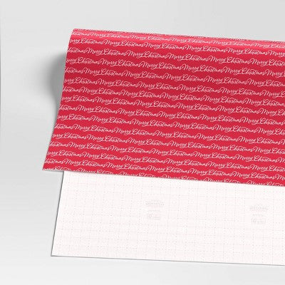  40" 220 Sq Ft Christmas Roll Wrap Merry Christmas On Red - Wondershop™