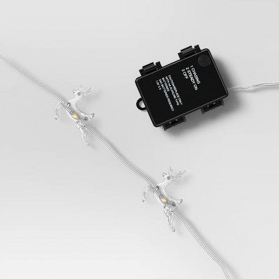  20ct LED Battery Operated Deer Christmas Novelty String Lights Warm White Clear Wire - Wondershop™