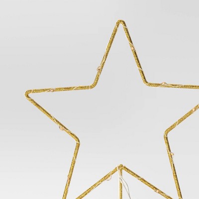  10in LED Lit Dewdrop Glitter Metal Open Star Christmas Tree Topper - Wondershop™